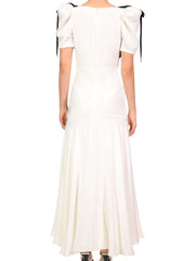 Bias Dress With Velvet Ribbon Bow Details