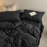Black Seersucker Duvet Cover