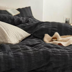 Black Seersucker Bedding Set