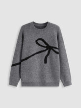 Bowknot Round Neck Oversized Knit Sweater