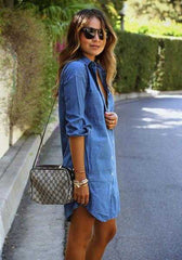 Casual Button Up Denim T-Shirt Dress