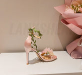 Chiffon Flower High Heels Strappy Sandal Shoes