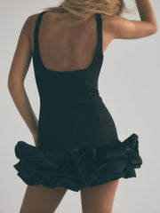 Combination Puff Hem Jumpsuit Dress