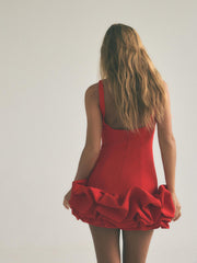 Combination Puff Hem Jumpsuit Dress