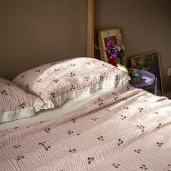 Cute Cherry Blanket with Lace Ruffle