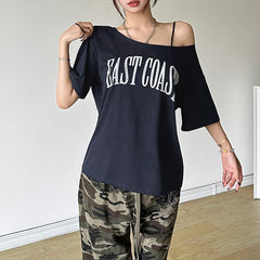 'East Coast' Oversized Off-Shoulder Shirt