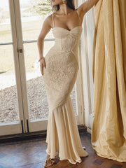 Felicia Vanilla Chiffon & Lace Dress