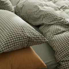 Green Gingham Duvet Cover Set