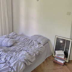 Literary Fold Bubble Bedding Set 40S Washed Cotton Soft Double Size Adult Kid Bed Sheet Set Pillowcase Duvet Cover Set 4pcs