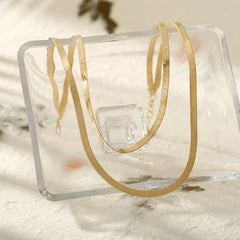 Double Golden Snake Blade Style Necklace