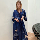 Blue Light Luxury Silky Satin Kimono Robe