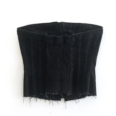 Black Sleeveless Denim Corset Top