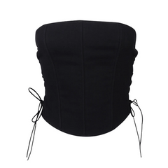 Strapless Black Double Sided Lace UP Corset Top
