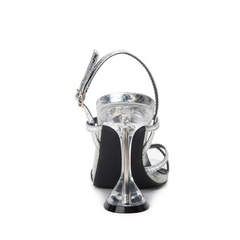 Crystal Heel Silver Sandals