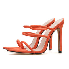 Orange Pointed Toe Strappy Sandals