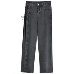 High Waist Side Lace Up Jeans
