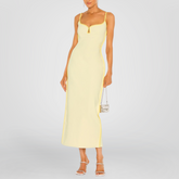 Neon Lining Beige Jersey Dress