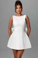 Cecila Bowknot Pearl Backless Mini Dress