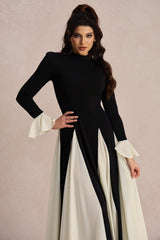 Aurora Color Block Ruffle Maxi Dress