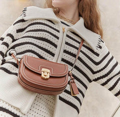 Fashion Joy Canva Leather Square Shoulder Handbag Purse