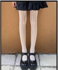 J Fashion Ribbed Embossed Hearts Sweet Lolita Tights Pantyhose