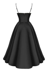 'Mademoiselle' Black Tulle Midi Dress