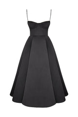 'Mademoiselle' Black Tulle Midi Dress