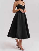'Mademoiselle' Black Tulle Midi Dress