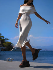 Molly Off Shoulder Knit Midi Dress