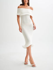 Molly Off Shoulder Knit Midi Dress