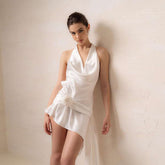 French Style High-End Temperament Pile Collar Halter Dress
