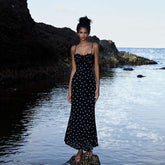 French Style Slim Backless Polka Dot Suspender Dress