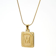 Chunky Hip Hop Letters Signature Alphabet Initial Card Necklace