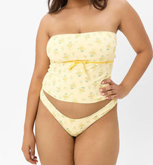 Peace Honeysuckle Strapless Tube Bikini Set