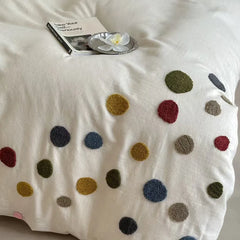 Playful Polka Dot Embroidered Duvet Cover
