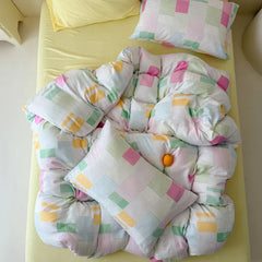 Playful Patchwork Style Stripes & Gingham Bedding Set