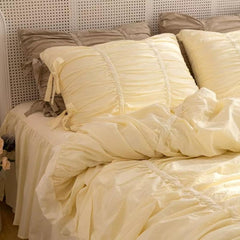 Princess Ruched Bedding Set - Pastel Yellow
