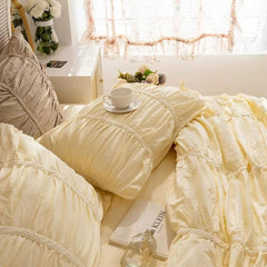 Princess Ruched Bedding Set - Pastel Yellow