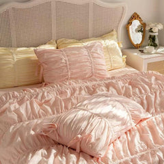 Princess Ruched Bedding Set - Pink