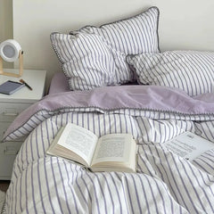 Purple Striped Bedding Set