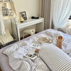 Purple Striped Bedding Set