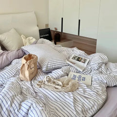 Purple Striped Bedding Set