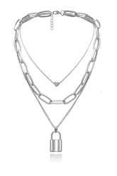 Lock Pendant Link Chain Necklace