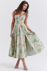 Sabrina Light Jade Print Bustier Sundress