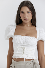 Samaya White Pleated Top