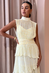 Faye Sleeveless Ruched Midi Dress