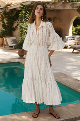 Sienna Tiered Broderie Anglaise Midi Dress