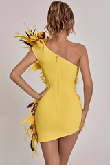 Paislee Asymmetric Feather Mini Dress