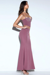 Delice Mauve Top + Flare Skirt Set
