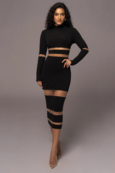 Stretch Chic Long Sleeves Pencil Dress